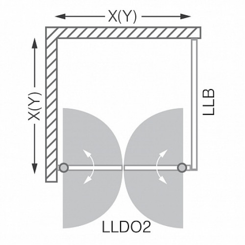 Roltechnik Двойные двери в нишу LLDO2/700 transparent