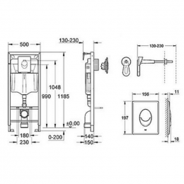 Инсталляция для подвесного унитаза Grohe Rapid SL 38722001 в комплекте, для подвесного унитаза
