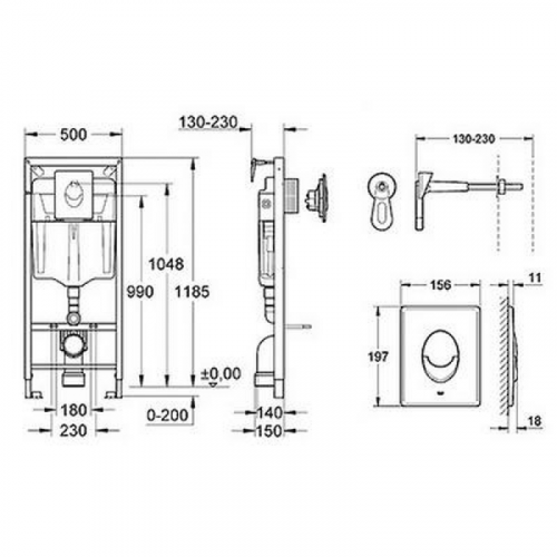 Инсталляция для подвесного унитаза Grohe Rapid SL 38722001 в комплекте, для подвесного унитаза