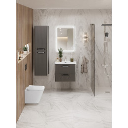 BelBagno Тумба с раковиной Due 60 подвесная Оружейная сталь ручки Хром полированный