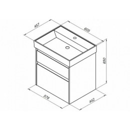 Aquanet Тумба с раковиной Nova Lite 60 2 ящика, дуб рустикальный