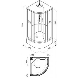 Triton Душевая кабина Грэй-Блэк 90x90 В
