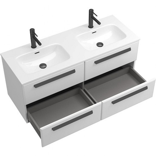 BelBagno Мебель для ванной Eco Cer-N 120 с 4 ящиками bianco lucido CZR-8073-120-2 ручки матовые чёрные