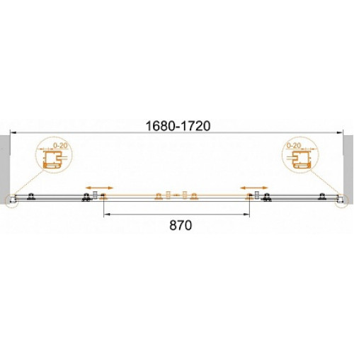 Cezares Душевая дверь в нишу ANIMA-W-BF-2-170-P-Cr