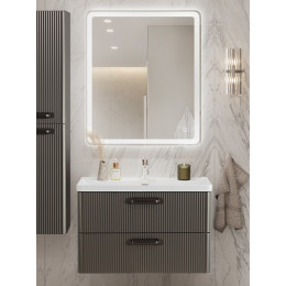 BelBagno Тумба с раковиной Due 80 подвесная Оружейная сталь ручки Матовый тёмный никель