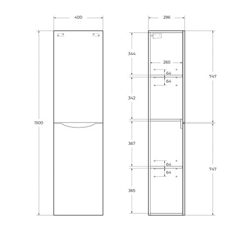 BelBagno Шкаф подвесной FLY-MARINO 40/150 Rovere Rustico левый