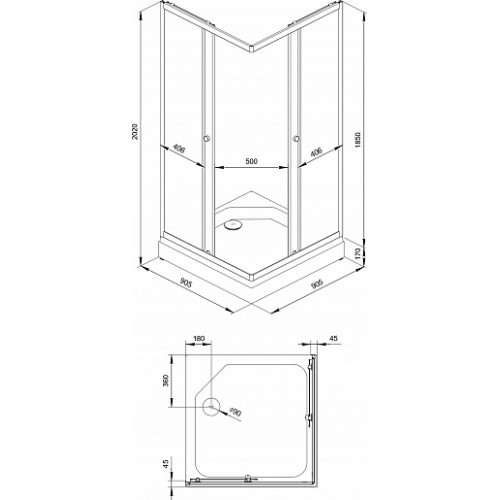 Triton Душевой уголок Вента-Хром 90x90