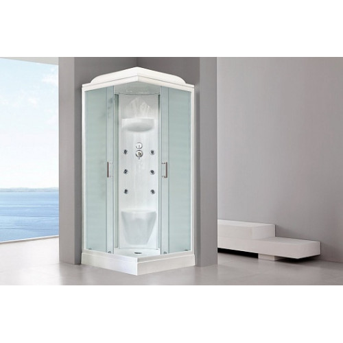 Royal Bath Душевая кабина HP RB 80HP7-WC 80x80 с г/м стекло матовое профиль белый