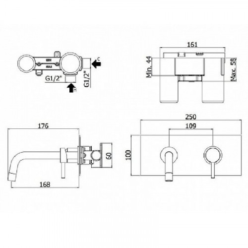 Смеситель для раковины Paffoni Light LIG101HG/M Медовое золото