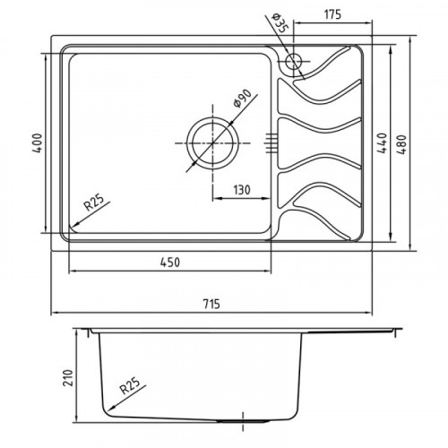 Кухонная мойка Iddis Reeva REE71SLi77 71 x 48 см, чаша слева, шелк