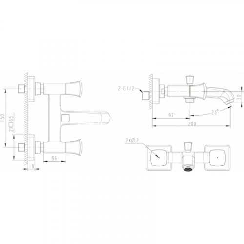 Смеситель для ванны с коротким изливом Bravat Whirlpool F678112C-01