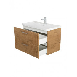 BelBagno Тумба с раковиной Due 80 подвесная Rovere Nature ручки Матовый атласный никель