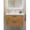 BelBagno Тумба с раковиной Due 80 подвесная Rovere Nature ручки Матовый атласный никель