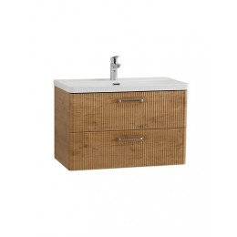 BelBagno Тумба с раковиной Due 80 подвесная Rovere Nature ручки Матовый атласный никель