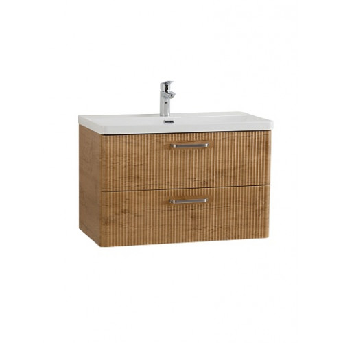 BelBagno Тумба с раковиной Due 80 подвесная Rovere Nature ручки Матовый атласный никель