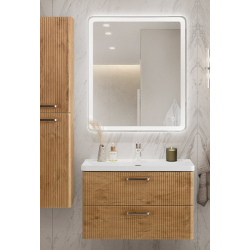 BelBagno Тумба с раковиной Due 80 подвесная Rovere Nature ручки Матовый атласный никель