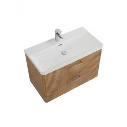BelBagno Тумба с раковиной Due 80 подвесная Rovere Nature ручки Матовый атласный никель