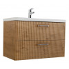 BelBagno Тумба с раковиной Due 80 подвесная Rovere Nature ручки Матовый атласный никель