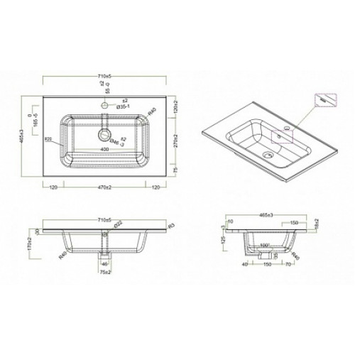 BelBagno Тумба с раковиной KRAFT 700 Pietra Bianca