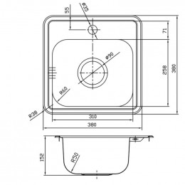 Кухонная мойка Iddis Strit STR38P0i77 38 x 38 см полированная