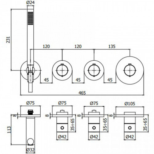 Смеситель с термостатом Paffoni Modular Box MDE000NO 285936 черный матовый