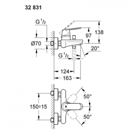 Смеситель для ванны Grohe Eurosmart Cosmopolitan 32831000