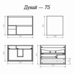 Misty Тумба с раковиной Дунай 75 дуб белый