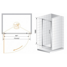 Cezares Душевая дверь в нишу PORTA-B-11-80-C-Cr