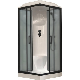 Royal Bath Душевая кабина HP RB 80HP6-GC-BL 80x80 стекло матовое профиль черный матовый