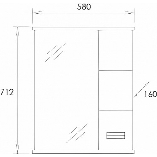 Onika Зеркальный шкаф Балтика 58.01 Black R белый