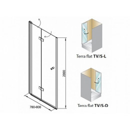 Kolpa San Душевая дверь в нишу Terra flat TV/S 80 L