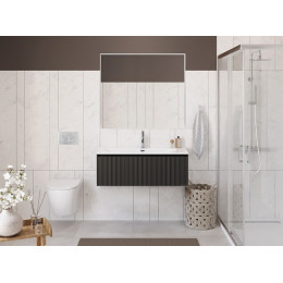BelBagno Тумба с раковиной Uno 100 с 1 ящиком подвесная Темно-Серый матовый с раковиной BB-8099-100