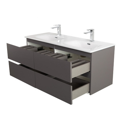 BelBagno Тумба с раковиной Kraft 120-2 подвесная Темно-Серый матовый с раковиной BB-8099-120-2