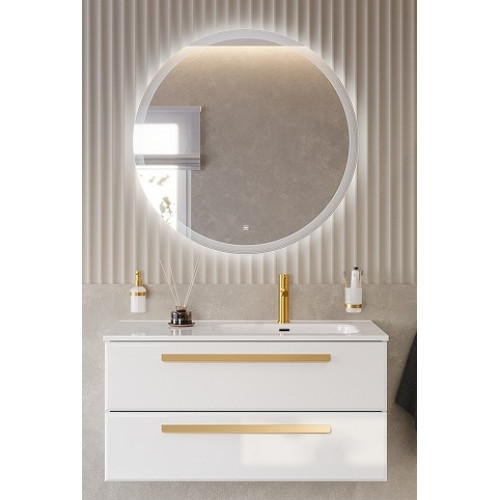 BelBagno Мебель для ванной Eco Cer-N 100 R bianco lucido ручки сатиновое золото