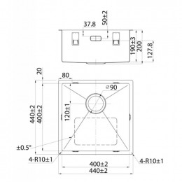 Кухонная мойка Iddis Edifice EDI44G0i77 44х44 графит