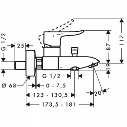 Смеситель для ванны Hansgrohe Metris 31480000