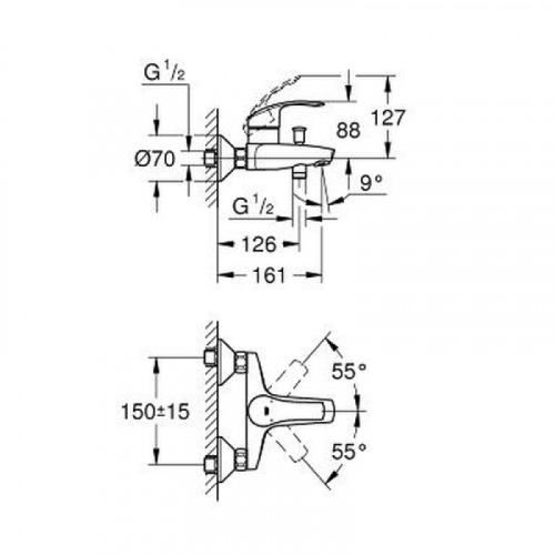 Смеситель для ванны Grohe Eurosmart 33300002