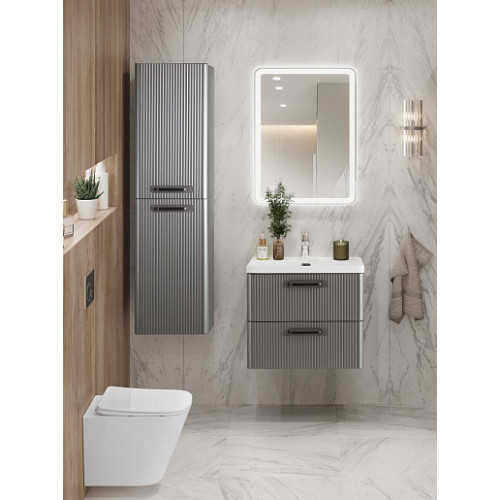 BelBagno Тумба с раковиной Due 50 подвесная Сатин ручки Матовый тёмный никель