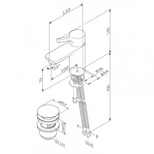 Смеситель для раковины Am.Pm X-Joy F85B82100 с донным клапаном хром