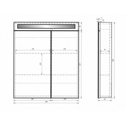 Зеркальный шкаф Dreja Uni 70 (40/30), подсветка с выкл