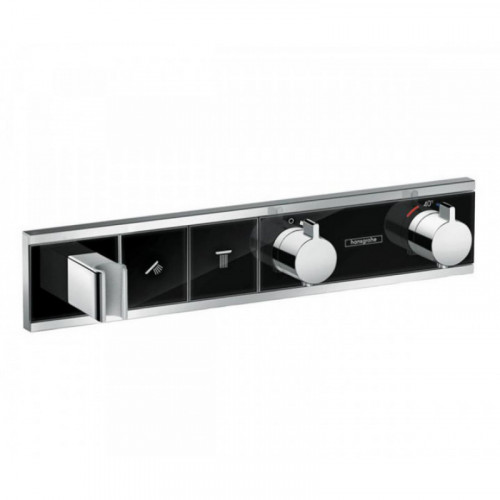 Смеситель для душа Hansgrohe RainSelect 15355600, 2 потребителя, термостатический, черный/хром