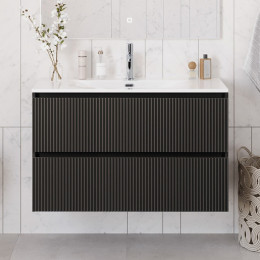 BelBagno Тумба с раковиной Uno 100 подвесная Темно-Серый матовый с раковиной BB-8099-100