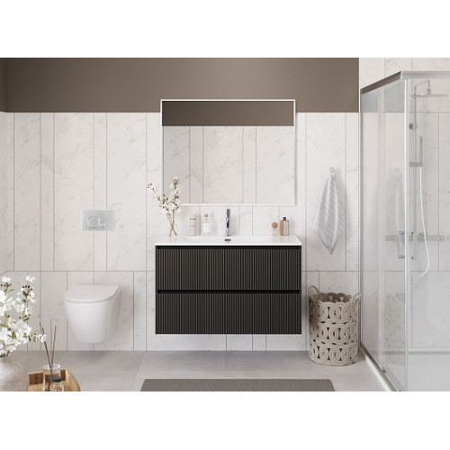 BelBagno Тумба с раковиной Uno 100 подвесная Темно-Серый матовый с раковиной BB-8099-100