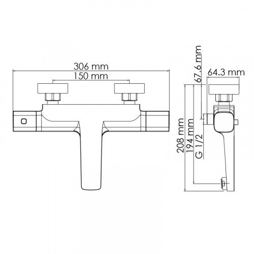 Термостатический смеситель для ванны WasserKRAFT Naab 8611 Thermo хром