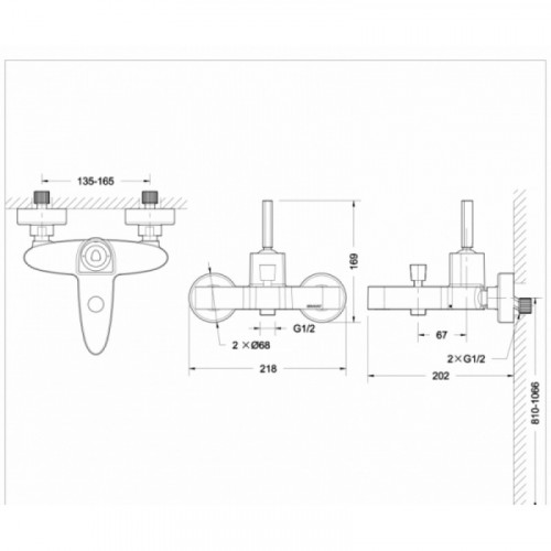 Смеситель для ванны с коротким изливом Bravat Spring F679113C-01
