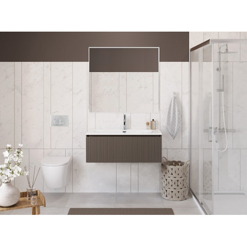 BelBagno Тумба с раковиной Uno 100 с 1 ящиком подвесная Бежевый матовый с раковиной BB-8099-100