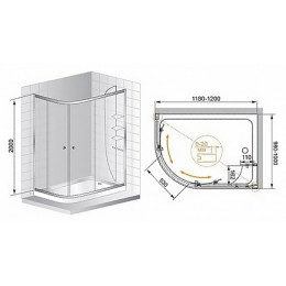 Cezares Душевой уголок ANIMA-W-RH-2-120/100-C-Cr-R