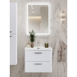 BelBagno Тумба с раковиной Due 60 подвесная Bianco Lucido ручки Матовый атласный никель