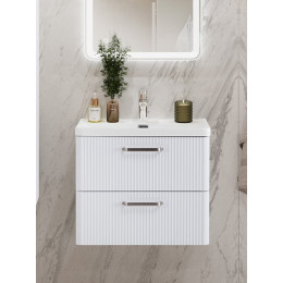 BelBagno Тумба с раковиной Due 60 подвесная Bianco Lucido ручки Матовый атласный никель