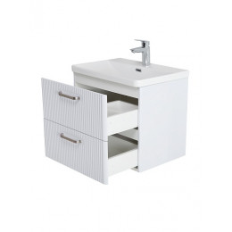 BelBagno Тумба с раковиной Due 60 подвесная Bianco Lucido ручки Матовый атласный никель